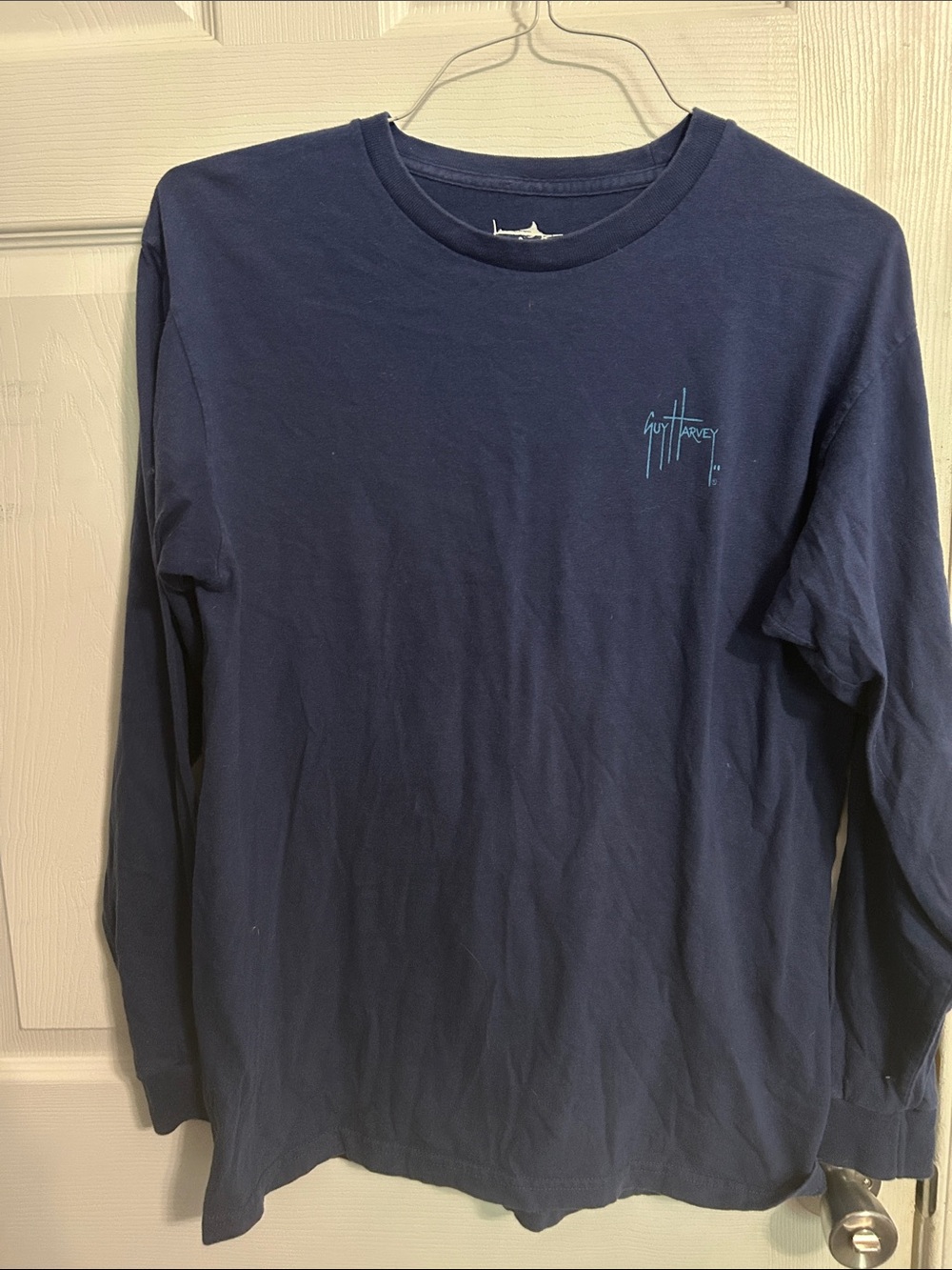 Guy Harvey Navy Long-Sleeve Graphic Tee with Light Blue Logo